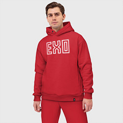 Мужской костюм оверсайз Эхо логотип группы цвета красный — фото 2