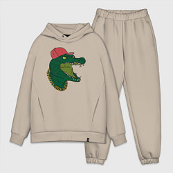 Мужской костюм оверсайз Крокодил рэпер, цвет: миндальный