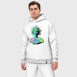 Мужской костюм оверсайз Gorgon Medusa Vaporwave Neon, цвет: белый — фото 2