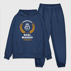 Мужской костюм оверсайз Лого Real Madrid и надпись Legendary Football Club, цвет: тёмно-синий