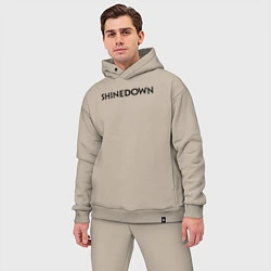 Мужской костюм оверсайз Shinedown лого, цвет: миндальный — фото 2
