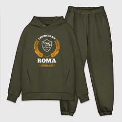 Мужской костюм оверсайз Лого Roma и надпись Legendary Football Club цвета хаки — фото 1