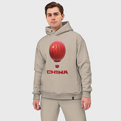 Мужской костюм оверсайз 3d aerostat China, цвет: миндальный — фото 2