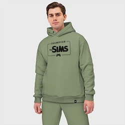 Мужской костюм оверсайз The Sims Gaming Champion: рамка с лого и джойстико, цвет: авокадо — фото 2