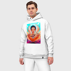 Мужской костюм оверсайз НИКО РОБИН Техника большой цветок ONE PIECE, цвет: белый — фото 2