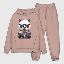 Мужской костюм оверсайз Прикольный панда с попкорном и колой