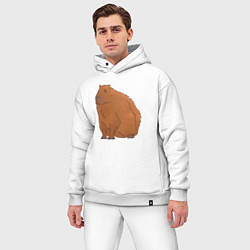 Мужской костюм оверсайз Капибара сидит и думает о жизни, цвет: белый — фото 2