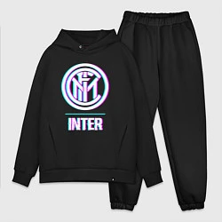 Мужской костюм оверсайз Inter FC в стиле glitch, цвет: черный