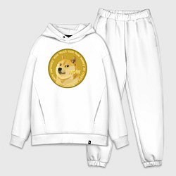 Мужской костюм оверсайз Иронизирующая монета с Доге, цвет: белый