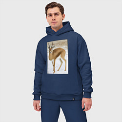 Мужской костюм оверсайз Газель на снегу, цвет: тёмно-синий — фото 2