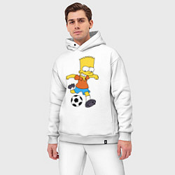 Мужской костюм оверсайз Барт Симпсон бьёт по футбольному мячу, цвет: белый — фото 2