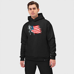 Мужской костюм оверсайз Американский футбол с флагом США, цвет: черный — фото 2