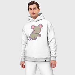 Мужской костюм оверсайз Милый радостный мышонок, цвет: белый — фото 2