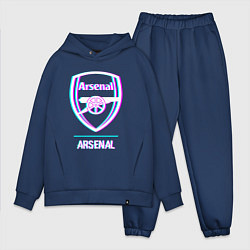Мужской костюм оверсайз Arsenal FC в стиле glitch, цвет: тёмно-синий