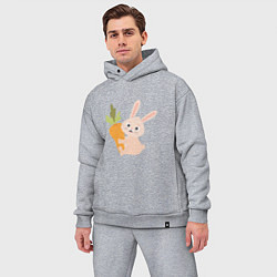 Мужской костюм оверсайз Кролик с морковкой, цвет: меланж — фото 2
