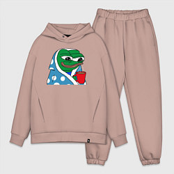 Мужской костюм оверсайз Frog Pepe мем, цвет: пыльно-розовый