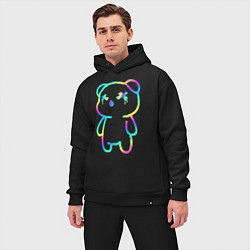 Мужской костюм оверсайз Cool neon bear, цвет: черный — фото 2