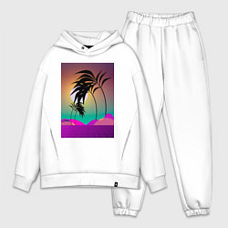 Мужской костюм оверсайз Palms space purple, цвет: белый