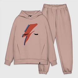 Мужской костюм оверсайз Дэвид Боуи - молния, цвет: пыльно-розовый