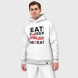 Мужской костюм оверсайз Надпись: eat sleep Dying Light repeat, цвет: белый — фото 2