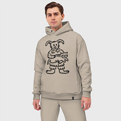 Мужской костюм оверсайз Кролик гладит кота, цвет: миндальный — фото 2