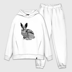 Мужской костюм оверсайз Rabbit in patterns, цвет: белый