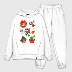 Мужской костюм оверсайз Милый Новый Год, цвет: белый