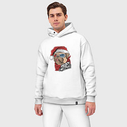 Мужской костюм оверсайз Pug merry christmas, цвет: белый — фото 2