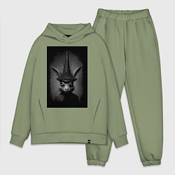Мужской костюм оверсайз Жуткий страшный кролик заяц, цвет: авокадо