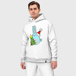 Мужской костюм оверсайз Кролик с елкой, цвет: белый — фото 2