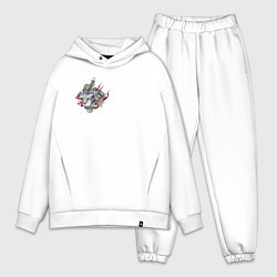 Мужской костюм оверсайз Японские тигры и змеи, цвет: белый