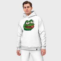 Мужской костюм оверсайз Лягушонок Пепе с блеском надежды, цвет: белый — фото 2