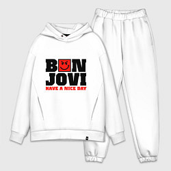 Мужской костюм оверсайз Bon Jovi band, цвет: белый