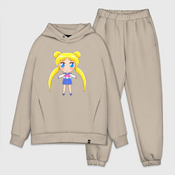 Мужской костюм оверсайз Sailor moon chibi, цвет: миндальный