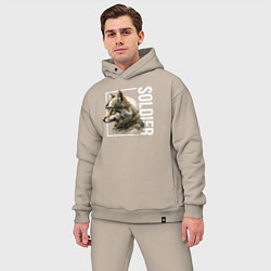 Мужской костюм оверсайз Wolf soldier, цвет: миндальный — фото 2