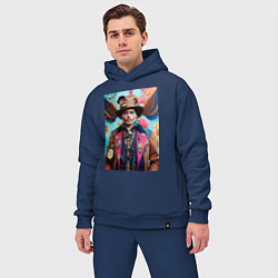 Мужской костюм оверсайз Джонни Депп - стимпанк - нейросеть - фантазия, цвет: тёмно-синий — фото 2