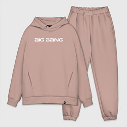 Мужской костюм оверсайз Big bang белый логотип, цвет: пыльно-розовый