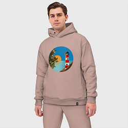 Мужской костюм оверсайз Маяк на закате, цвет: пыльно-розовый — фото 2