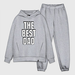 Мужской костюм оверсайз The best dad белая надпись с тенью, цвет: меланж