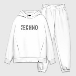 Мужской костюм оверсайз Techno надпись плиткой, цвет: белый