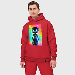 Мужской костюм оверсайз Alien cub - neural network - neon glow, цвет: красный — фото 2