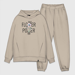 Мужской костюм оверсайз Flower power, цвет: миндальный