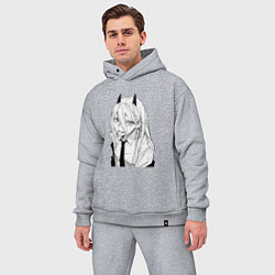 Мужской костюм оверсайз Пауэр с рожками - человек бензопила, цвет: меланж — фото 2