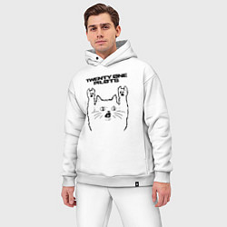 Мужской костюм оверсайз Twenty One Pilots - rock cat, цвет: белый — фото 2