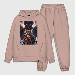 Мужской костюм оверсайз Лучшие девочки Евангелиона: Аска, Рей, цвет: пыльно-розовый