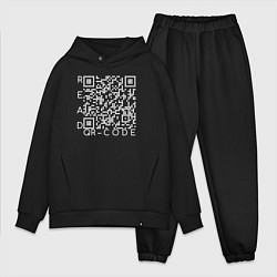Мужской костюм оверсайз Белый QR-code: Моя жизнь - мои правила, цвет: черный