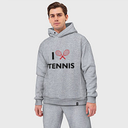 Мужской костюм оверсайз I Love Tennis, цвет: меланж — фото 2
