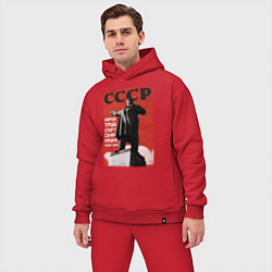 Мужской костюм оверсайз СССР Ленин ретро плакат, цвет: красный — фото 2