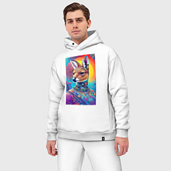 Мужской костюм оверсайз Кенгуру в модном френче - нейросеть, цвет: белый — фото 2