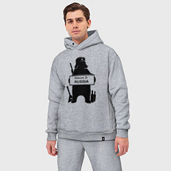 Мужской костюм оверсайз Россия медведь балалайка водка ушанка, цвет: меланж — фото 2